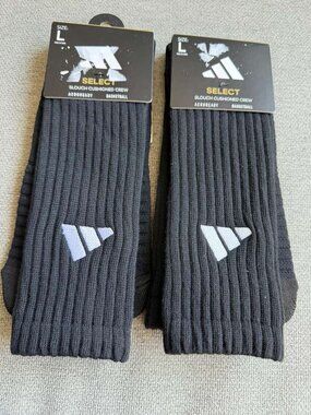 Adidas 2 pair Select Basketball Slouch Crew Socks Black  New